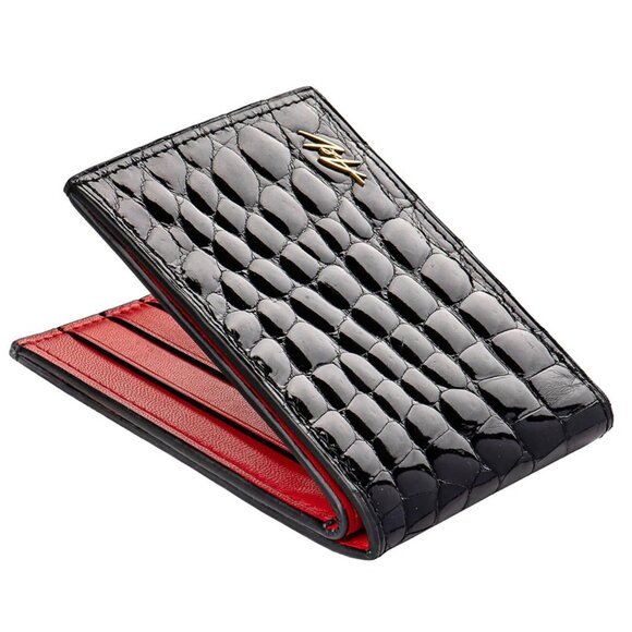 Premium Alligator Leather Wallet – Exotic & Elegant - Lacquer Black - Picture 1 of 5
